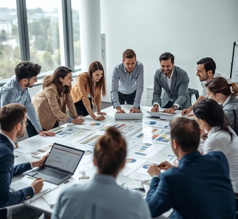 Workshop-Gruppe am Tisch